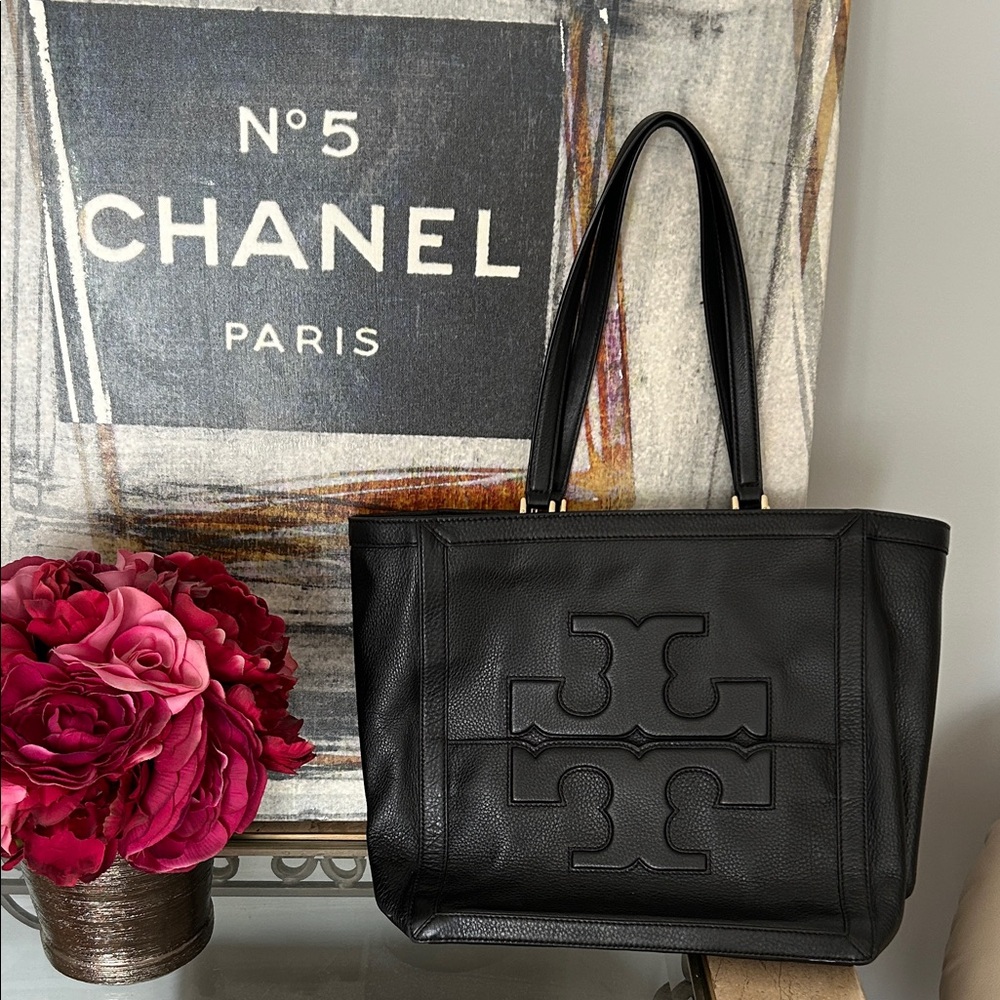 Tory Burch Black Pebbled Leather Tote